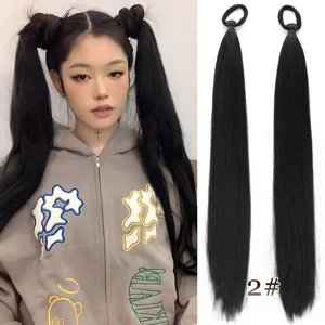 Synthetic straight ponytail hair extension, natural fluffy jk sweet girl double low tie braid.