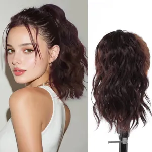 Women's synthetic ponytail wig natural cloud perm wavy hair extension 30cm everyday wear