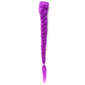 Purple braided wig extension 26 inch synthetic long hair piece for cosplay and daily styling.