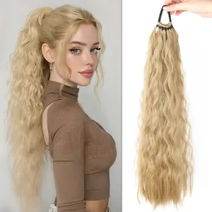 Extension per capelli a coda di cavallo bionda ondulata sintetica con elastico.