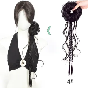 Synthetic hair wig ponytail braid accessory for elegant Chinese style styling detail view.