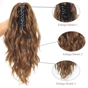 Claw Clip Ponytail Extension Wool Curl Synthetic Hair Ponytail Water Wave Long Wavy Hair Extension For Women Daily Party Hairpiece