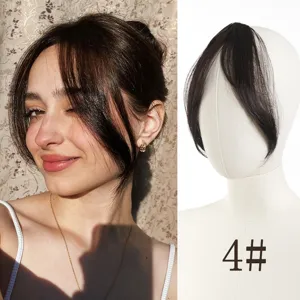 French bangs hair extension middle parting hair piece natural look 4# color daily wear