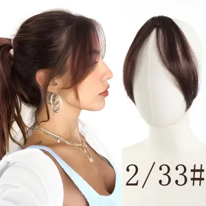 French bangs hairpiece top hair piece center parted fringe hair extension natural volume view