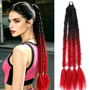 Coda di cavallo sintetica intrecciata da 60cm con capelli laser lucidi per feste ed eventi.