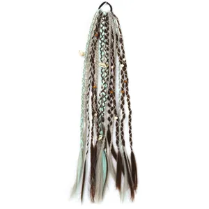 Synthetic hair braid 60cm bohemian handmade braided ponytail with elastic band