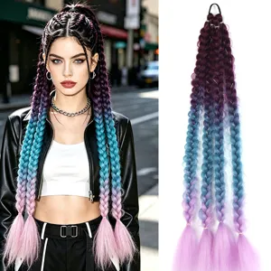 60cm treccia di capelli sintetici sfumata coda di cavallo per festa festival acconciatura