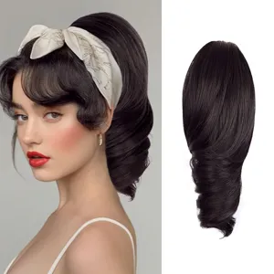Extension de queue de cheval synthétique bouclée pince 25cm perruque cheveux