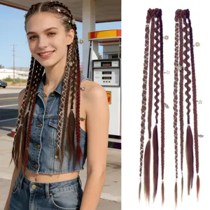 Πλεγμένες προεκτάσεις μαλλιών boho στυλ με χαριτωμένα μεταλλικά κλιπ αστέρι για γυναίκες