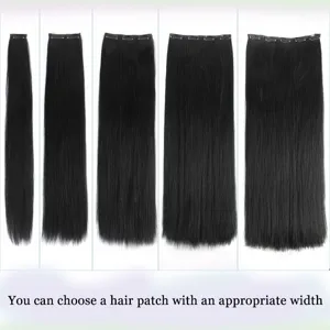 Extension de cheveux synthétiques raides longs en une pièce, affichage des détails.