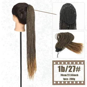 Synthetic Afro twist drawstring ponytail wig for women, 70cm long braided hair extension.