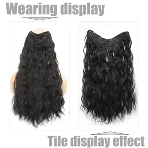 Extension de cheveux vague d'eau en V 4 pinces perruque naturelle cheveux bouclés noirs