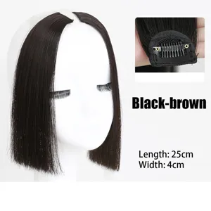 Frangia capelli finta taglio principessa nero-marrone lunghezza 25cm larghezza 4cm