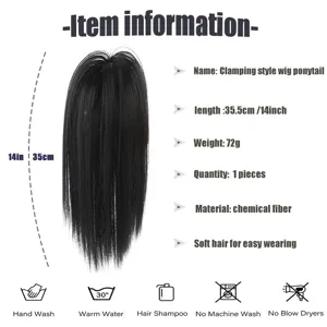 Extensión de Coleta Larga Recta Postizo Sintético Natural Con Pinza de Garra para Mujeres Volumen de Cabello Diario