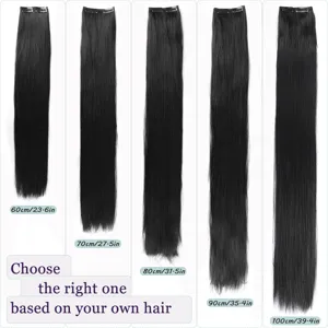 Extensions de cheveux synthetiques lisses longue piece unique a clip pour coiffure quotidienne