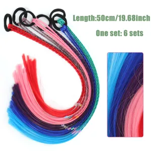 Kids Colorful Synthetic Ponytail Extensions Braided Hair Ties For Girls Gradient Hair Rope Pony Tail Extensions Hairpiece