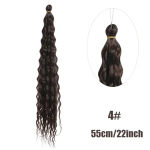 Extensions de cheveux tressés au crochet marron 22 pouces perruque synthétique deep wave