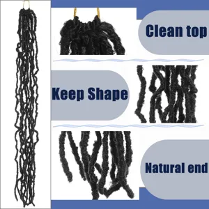 Synthetic crochet dreadlocks hair extensions 30 inch black nu locs for braided hairstyles