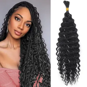 Extensions de cheveux bouclés profonds 18 pouces noir mèches à tresser pour femmes style