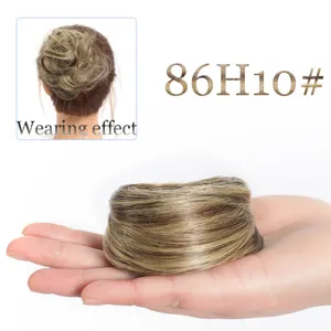 Chignon postiche synthétique en donut pour coiffure bouclée couleur 86H10# naturel volume