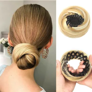 Expandable bird's nest hair bun maker claw clip synthetic hair styling accessory for women.