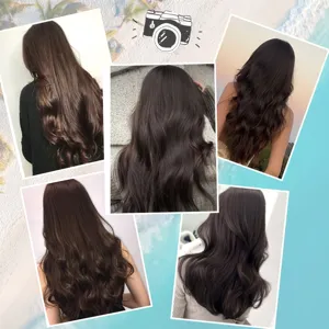 Eendelige synthetische lang golvende haarverlenging donkerbruine krullende pruik voor vrouwen