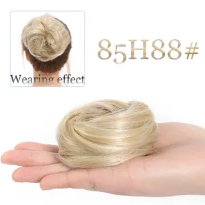 Chignon synthétique blond en forme de donut pour femmes outil de coiffure duveteux.