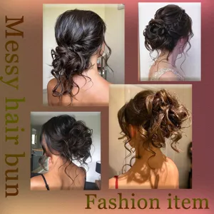 Synthetic messy hair bun claw clip hair extension curly messy updo piece for women