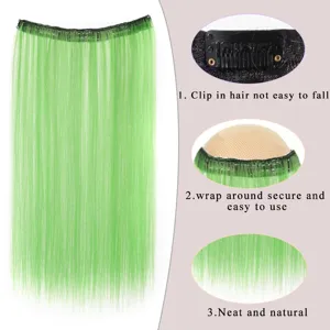 Extensions de Cheveux Longs Lisses pour Femmes Monobloc en Forme de U à Clipser en Fibre Synthétique Haute Température
