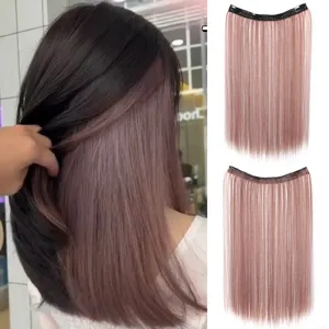 Extension de cheveux raides à clip en U mèches colorées postiche pour femmes usage quotidien
