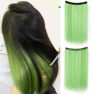 Extension de cheveux raides en U longue couleur vert noir vue détaillée de l'article