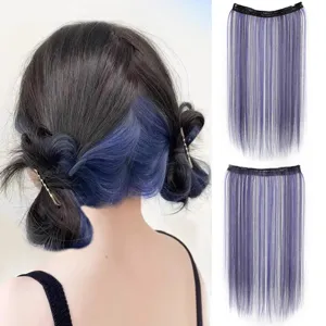 Rallonge de cheveux raides a clip en U meche coloree postiche synthetique quotidien