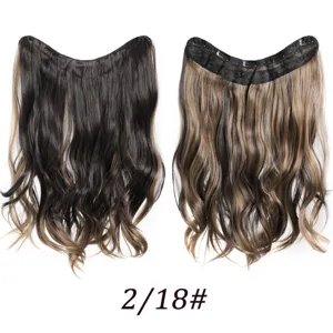 Extension de cheveux ondulée synthétique en V avec 5 clips mèche ombrée 48 cm