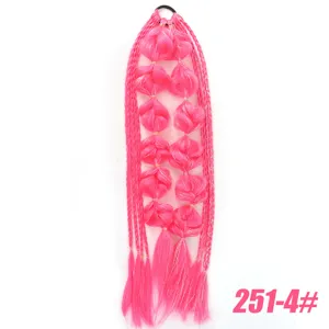 Pink synthetic bubble braid hair extension detail view showing vibrant pink color and texture.