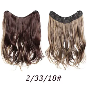 Extension de cheveux synthétique V-shape à clips, postiche ondulé ombré 5 clips, 48cm.