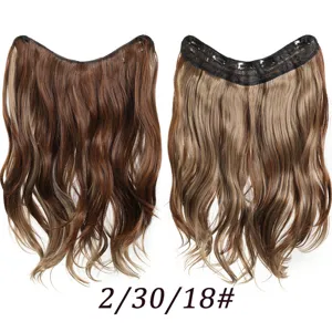 Extension de cheveux synthétique en V à clips mèche ondulée vue détaillée 48cm