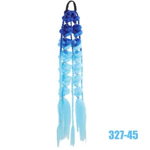 Gradient blue synthetic hair braid detail, showing textured braiding and vibrant color transition.
