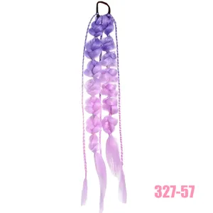 Synthetic gradient purple bubble braid ponytail hair extension 24in 60cm colorful wig piece