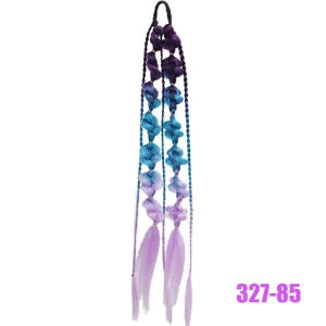 Synthetic gradient color bubble braid ponytail hair extension 24in colorful braided wig piece