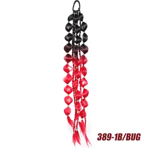 Synthetic gradient bubble braid ponytail hair extension 24 inch long colorful hairpiece.