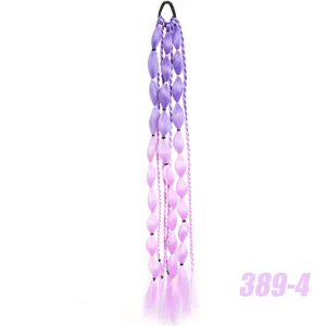 Detailed view of the gradient purple synthetic bubble braid hair extension ponytail.