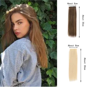 30cm clip-in hair extensions straight synthetic hair piece natural look easy to wear everyday