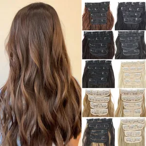 Extension capelli ricci ondulati con clip set 4 pezzi 50cm ciocche sintetiche per donna.