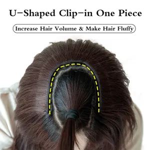 Vista detallada de la pieza de cabello en U con clip para dar volumen y grosor.