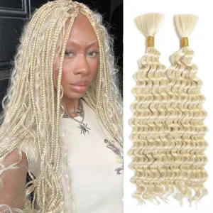 Extensions de cheveux synthétiques vagues profondes blondes 46cm 160g mèche de tressage femme