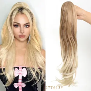 Golvende blonde paardenstaart extensie met klem, 50cm synthetisch haarstuk voor vrouwen.