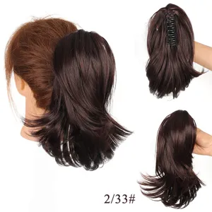 Extension de cheveux queue de cheval pince griffe synthétique perruque marron bouclée
