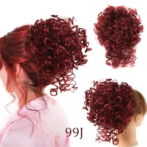 Synthetic curly wavy hair bun extension, messy updo hairpiece for daily party wear.