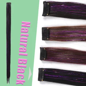 Extension de cheveux à clip avec tinsel laser, pièce raide de 60cm pour coiffure.