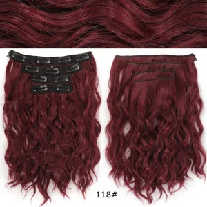 Extension per capelli sintetici bordeaux onda d'acqua con clip set 4pz donna